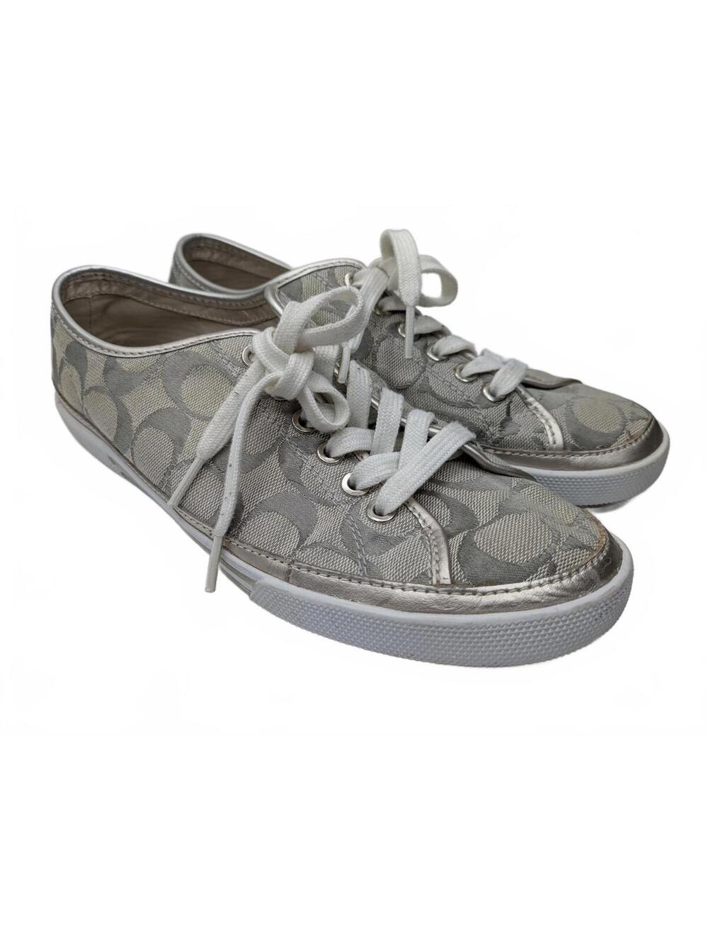 Coach Edith Stylish Coach Casual Sneakers Silver Grey 8.5 M F0007/A08